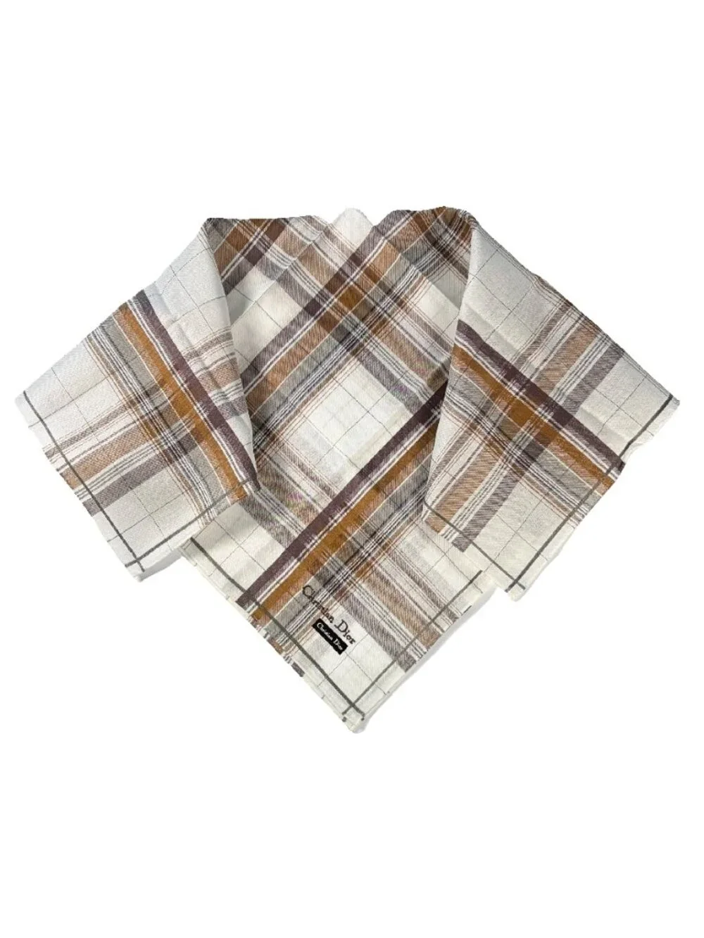 NWT Christian Dior Plaid Cotton Scarf 19